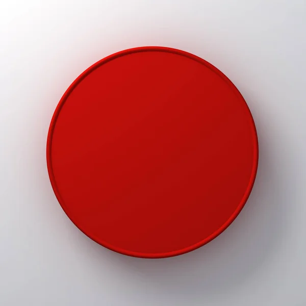 Placa vermelha redonda em branco abstrata no fundo da parede branca com sombra — Fotografia de Stock