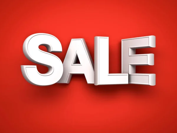 3d white sale word on red background with shadow — Stock Photo, Image