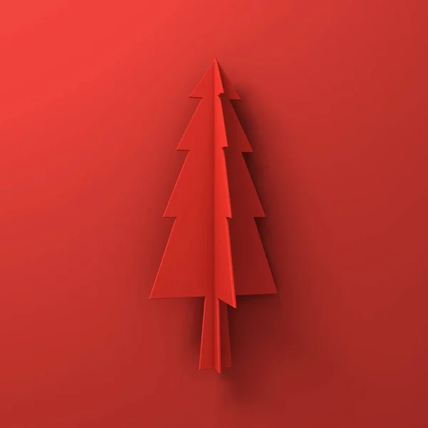 Árbol de Navidad rojo sobre fondo rojo para la decoración de Navidad con sombra — Foto de Stock