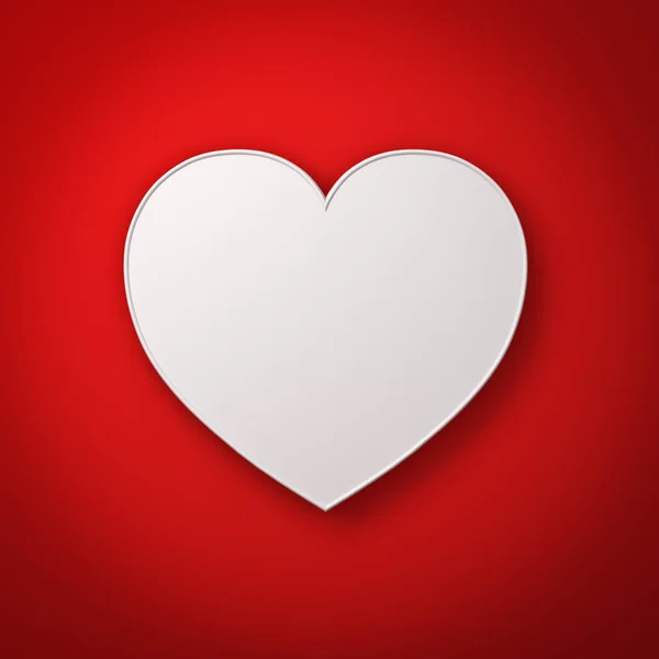 Weiße Herzform auf rotem Wandhintergrund mit Schatten, Valentinstag Hintergrund — Stockfoto