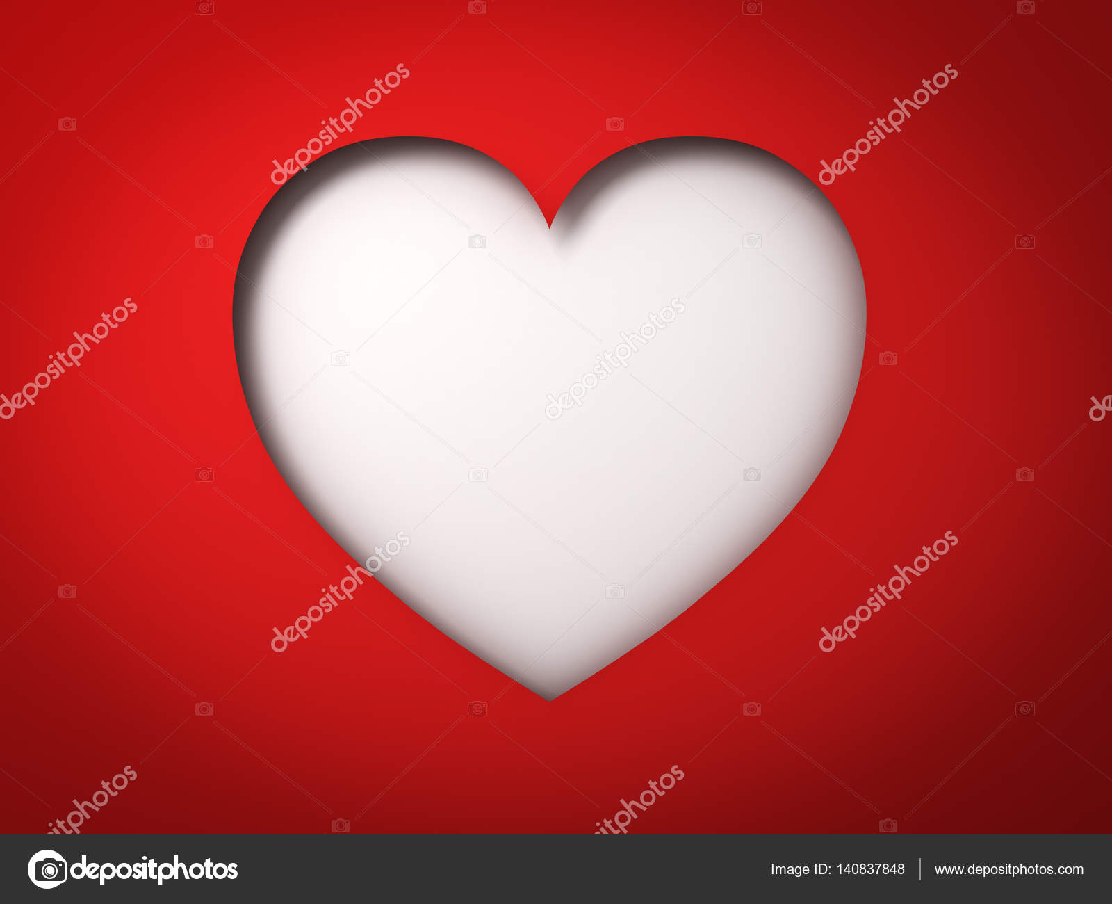 red paper heart hole valentines day card on blank white background blank valentines day cards