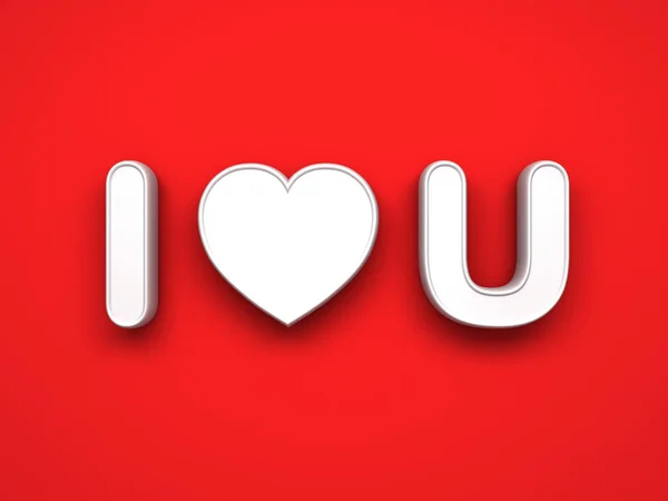 3d Je t'aime concept avec coeur blanc sur fond rouge avec ombre, fond Saint Valentin rendu 3D — Photo