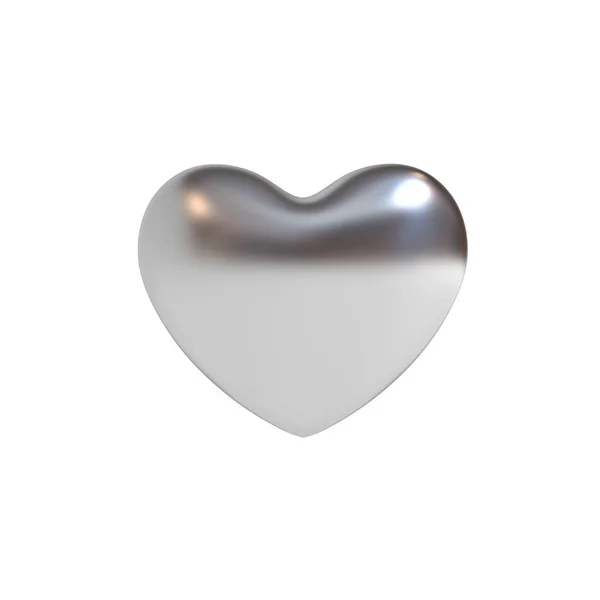 Coração de metal isolado sobre fundo branco renderização 3D — Fotografia de Stock