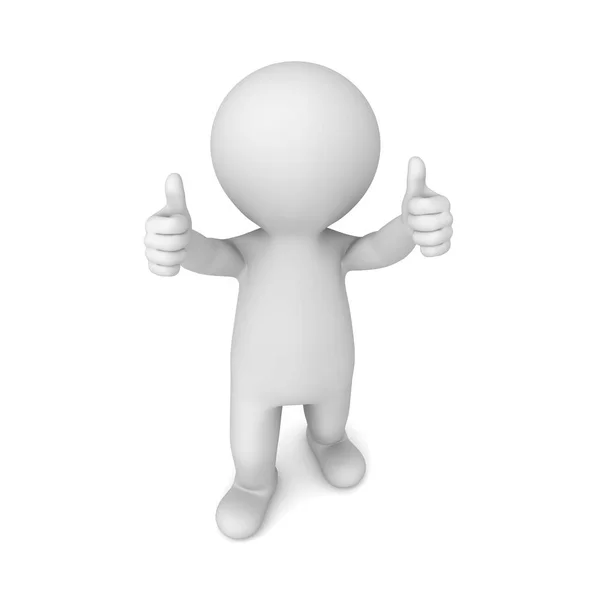 3d man showing two thumbs up isolated on white background with shadow . 3D render — Stock Photo, Image