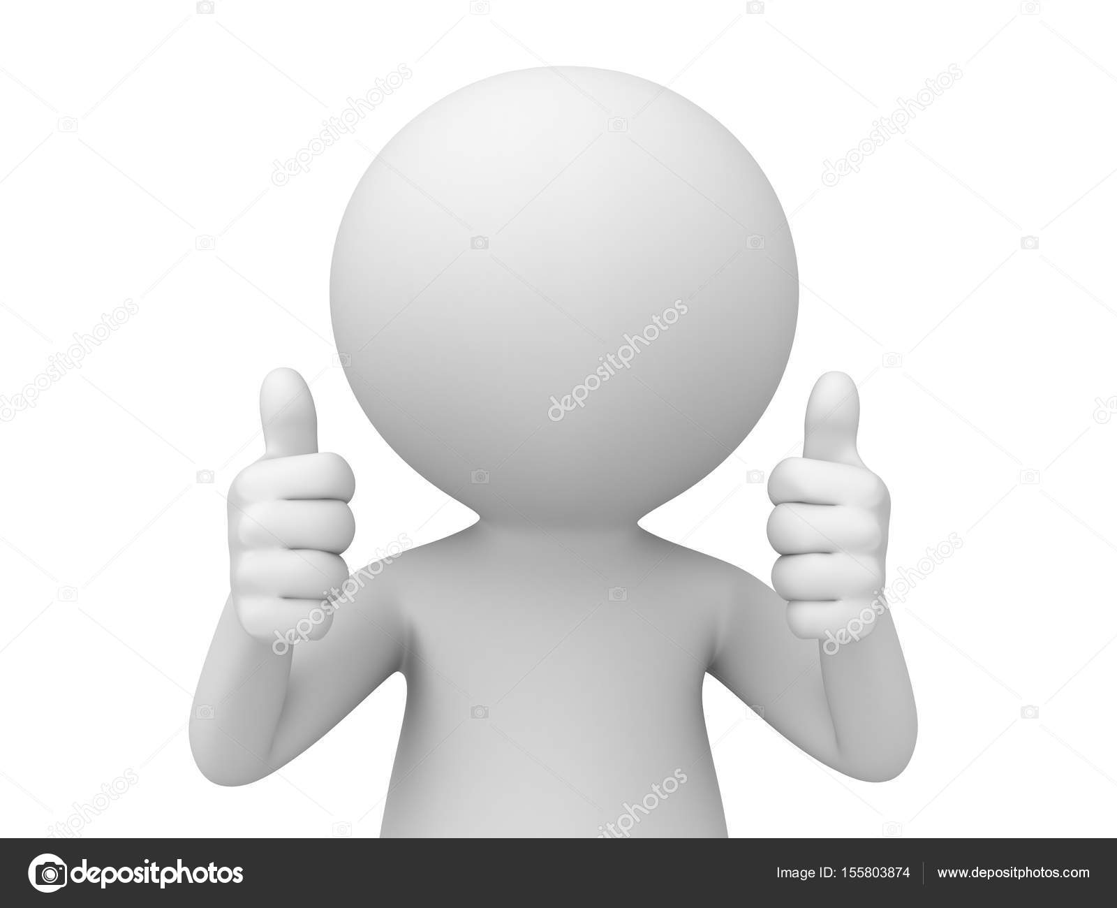 Bonhomme Blanc Pouce 3d White Business Person With Thumb Up Ok Isolated White Background Stock