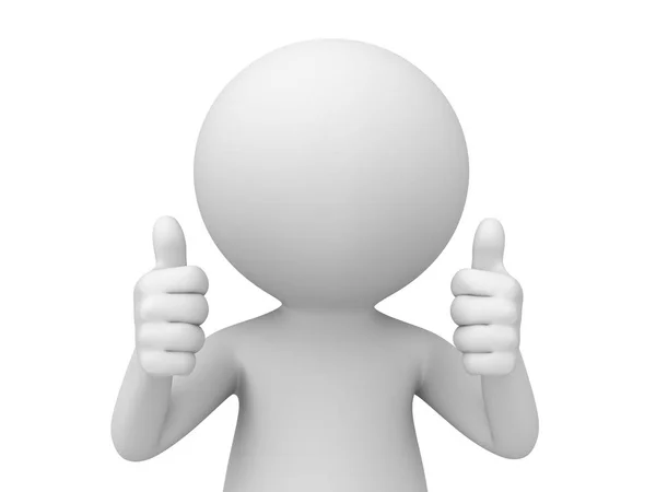 3d man showing two thumbs up isolated over white background . 3D render — Stock Photo, Image