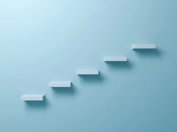 Concepto de escaleras abstractas o pasos sobre fondo de pared de color pastel verde claro con sombra. Renderizado 3D — Foto de Stock