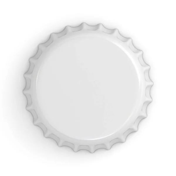 Lege witte kroonkurk geïsoleerd op een witte achtergrond met schaduw. 3D render — Stockfoto