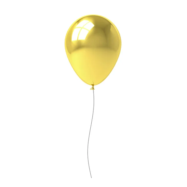 Goldener Ballon isoliert auf weißem Hintergrund mit Fensterreflexion. 3D-Darstellung — Stockfoto