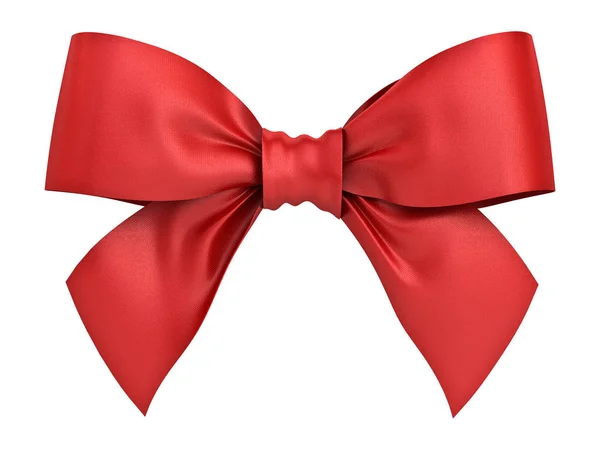 Red gift ribbon bow isolated on white background . 3D render — Stock Photo, Image