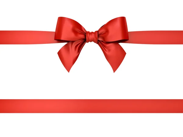 Lazo de cinta de regalo rojo aislado sobre fondo blanco. Renderizado 3D — Foto de Stock