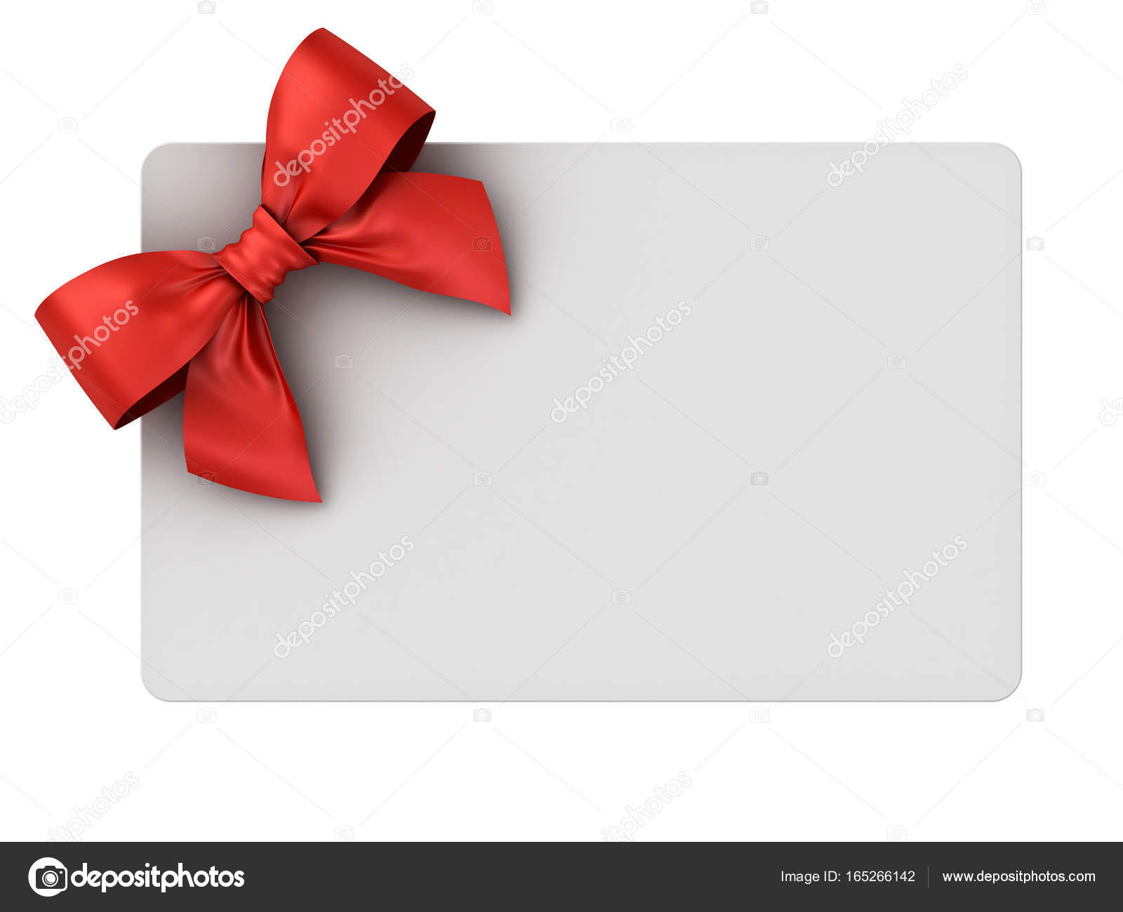 blank gift card with red ribbon bow isolated on white background blank gift cards