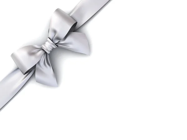 Silver gift ribbon bow isolated on white background with shadow . 3D render — Stock Photo, Image