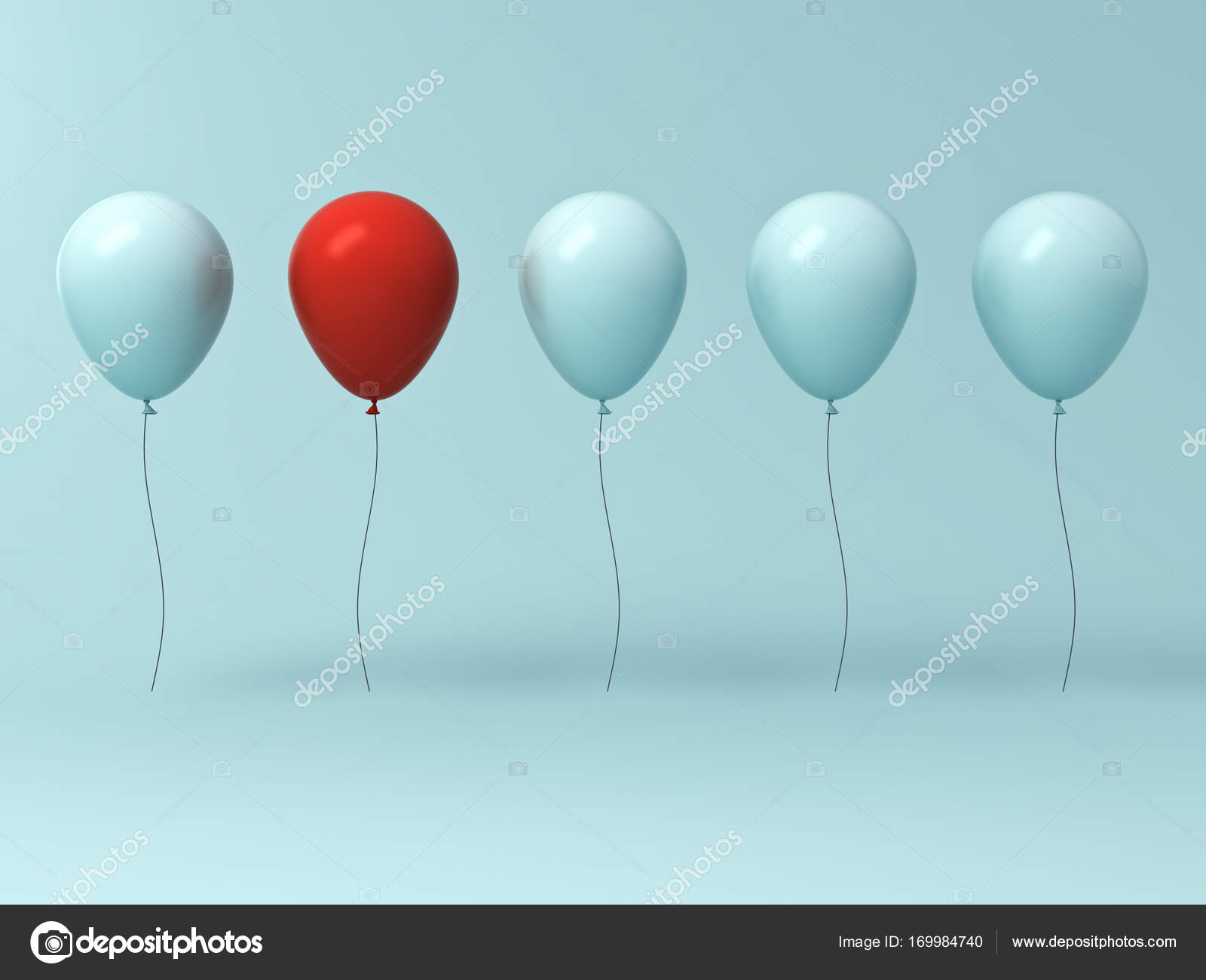 Stand out from the crowd and different concept , One red balloon