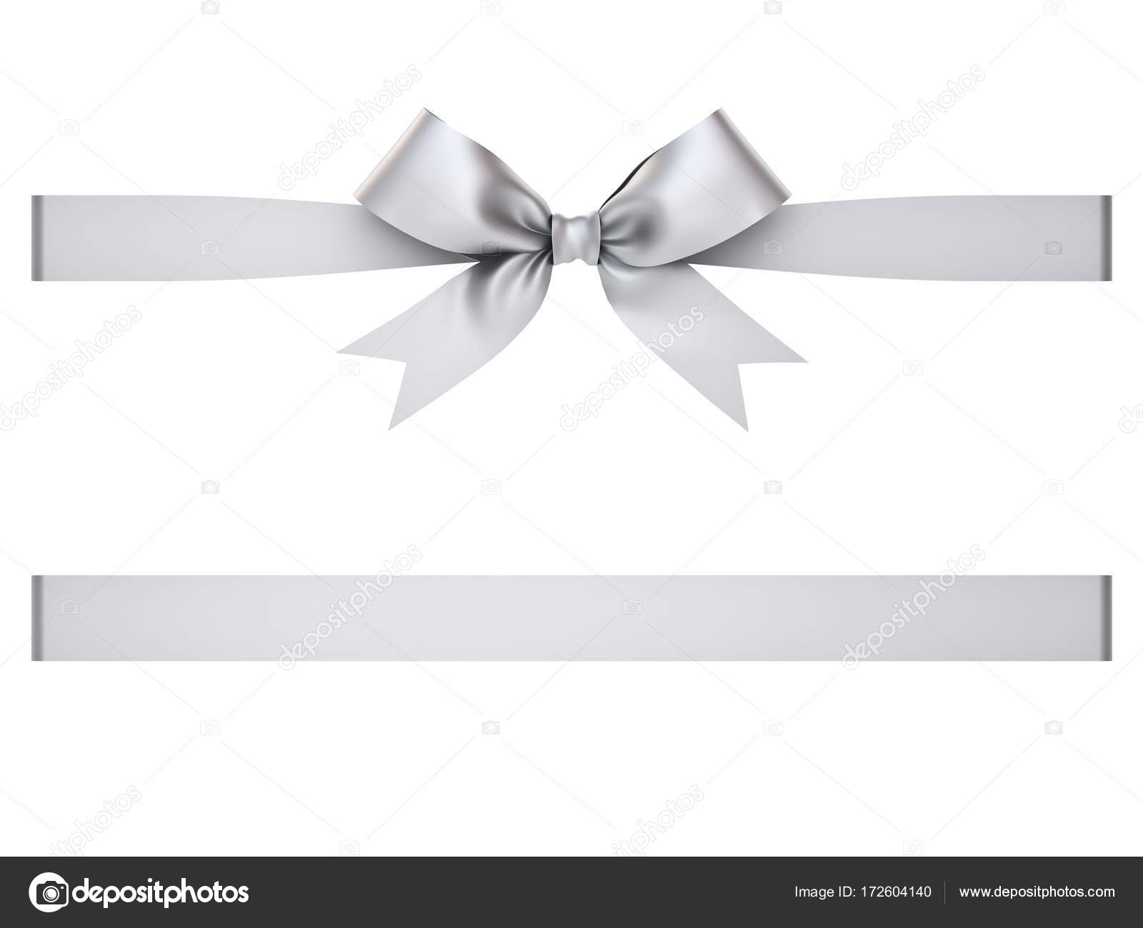 Argent ruban cadeau arc isolé sur fond blanc rendu 3D image libre de