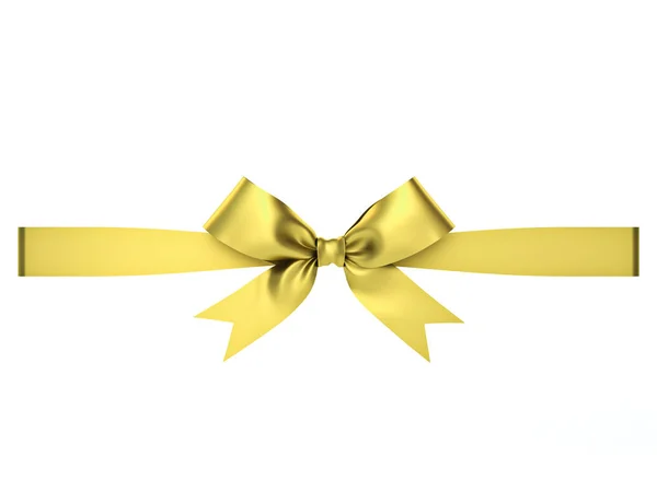 Gold gift ribbon bow isolated on white background 3D render — Stock Photo, Image