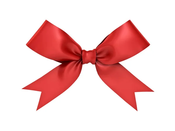 Red gift ribbon bow isolated on white background 3D render — Stock Photo, Image