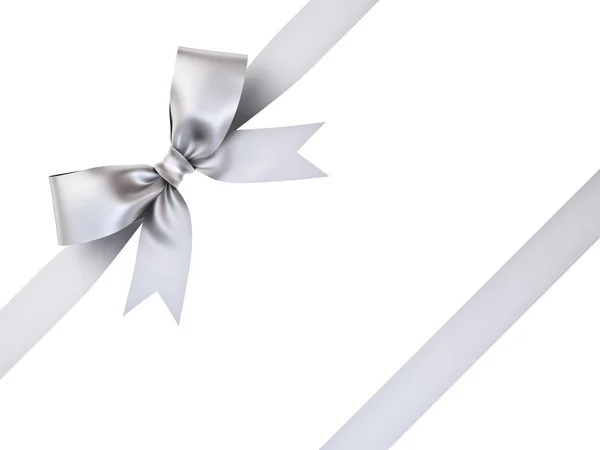 Silver gift ribbon bow isolated on white background — Stock Photo, Image