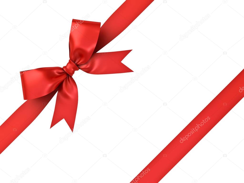 Red gift ribbon bow isolated on white background