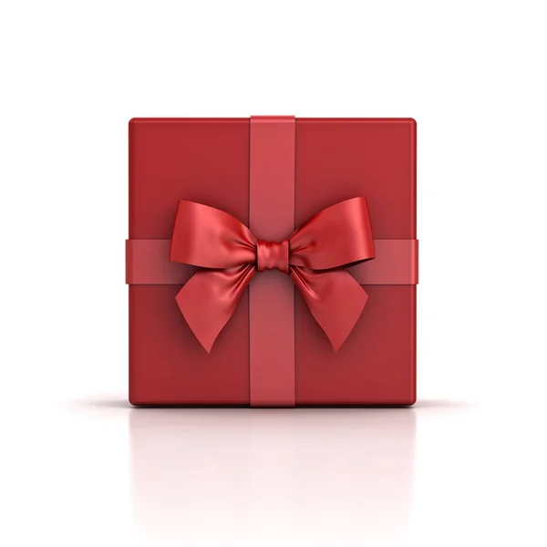 Rote Geschenkschachtel Oder Rote Geschenkschachtel Mit Roter Schleife Isoliert Auf — Stockfoto