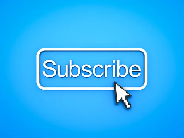 Subscribe Button Computer Arrow Cursor Blue Background Rendering — Stock Photo, Image