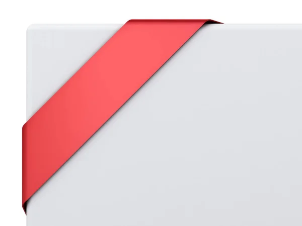 Blank Red Corner Ribbon Banner Isolated White Background Rendering — Stock Photo, Image