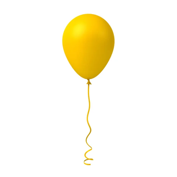 Gelber Ballon Isoliert Auf Weißem Hintergrund Darstellung — Stockfoto
