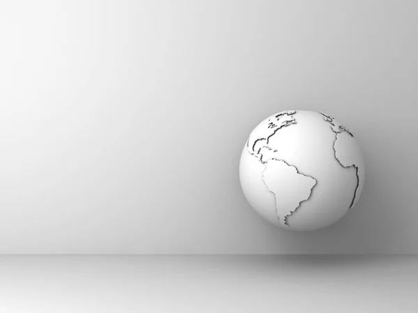 White Earth Globe Isolated White Wall Background Shadow Rendering — Stock Photo, Image