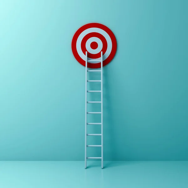 Ladder Goal Target Business Idea Concept Light Green Pastel Color — Stock Photo, Image