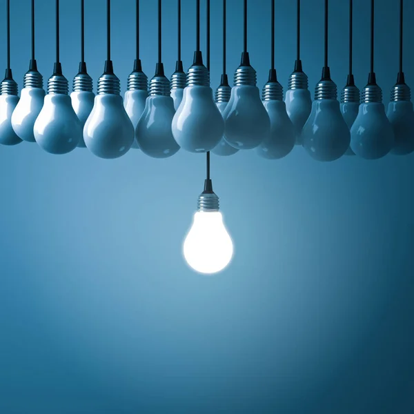 Onderscheiden Van Menigte Verschillende Creatieve Idee Concepten Een Hangende Lamp — Stockfoto