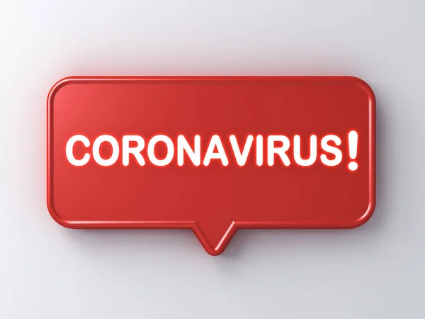 Coronavirus Sinal Aviso Pino Isolado Fundo Parede Branca Com Sombra — Fotografia de Stock