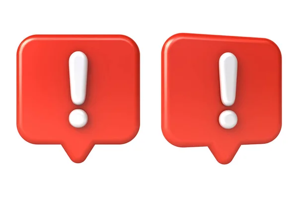 Exclamation Mark Red Speech Bubble Social Media Notification Pin Icon — Stock Photo, Image