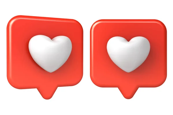Love Heart Red Social Media Notification Pin Isolated White Background — Stock Photo, Image