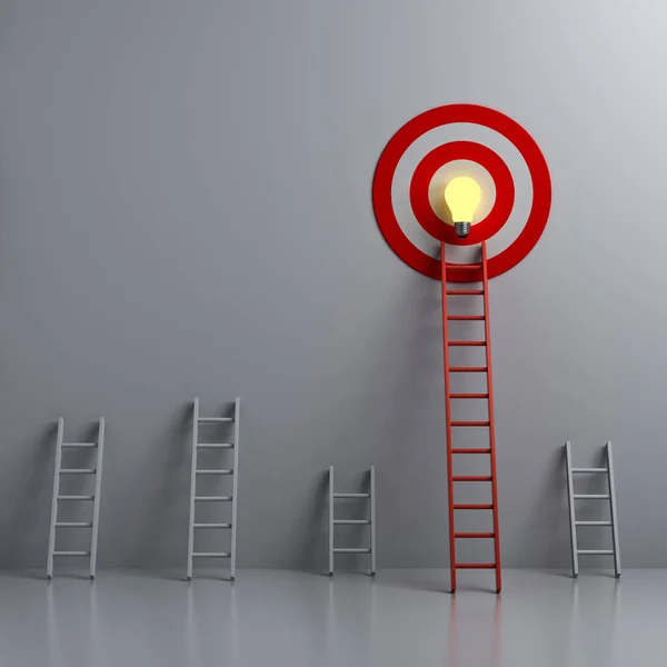 Opvallen Uit Menigte Verschillende Creatieve Idee Concepten Langste Rode Ladder — Stockfoto