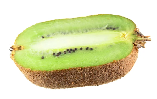 Kiwifrukt skär i längdsnitt isolerad på vit bakgrund — Stockfoto