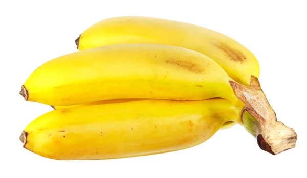 하얀 배경에 따로 분리되어 있는 익은 노란 바나나 덩어리 — 스톡 사진