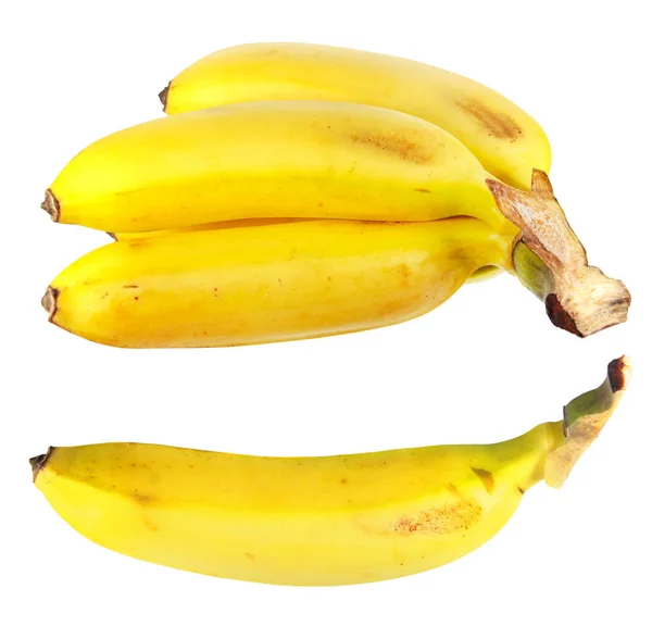 Branco di banane gialle mature isolato su sfondo bianco — Foto Stock
