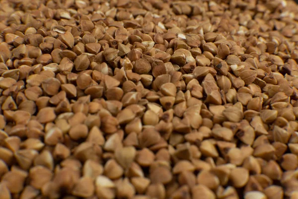 Background and texture of Buckwheat. Roasted buckwheat. Garnish. Ingredient. Dietary product. — Stock Photo, Image