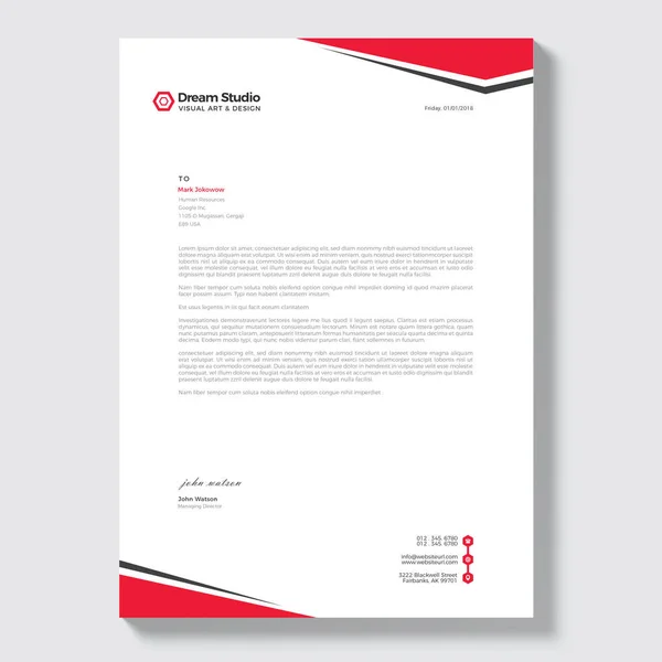 Modern Letterhead Vector Design Template — Stock Vector