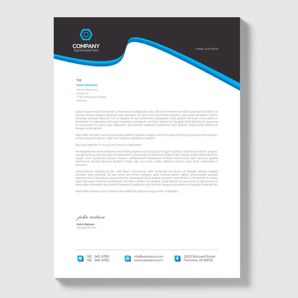 Modern Letterhead Vector Design Template — Stock Vector