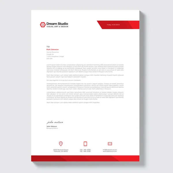 Modern Letterhead Vector Design Template — Stock Vector