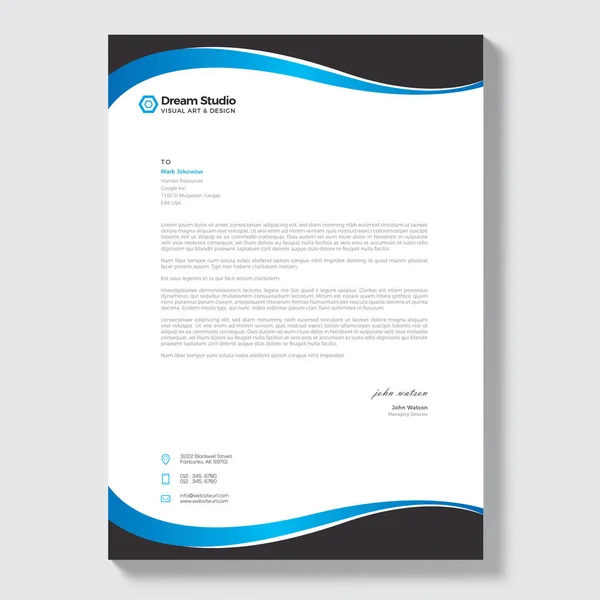 Modern Letterhead Vector Design Template — Stock Vector