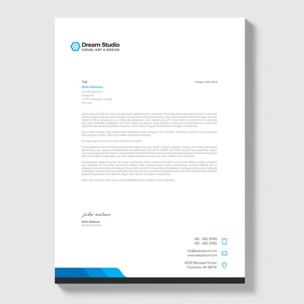 Modern Letterhead Vector Design Template — Stock Vector