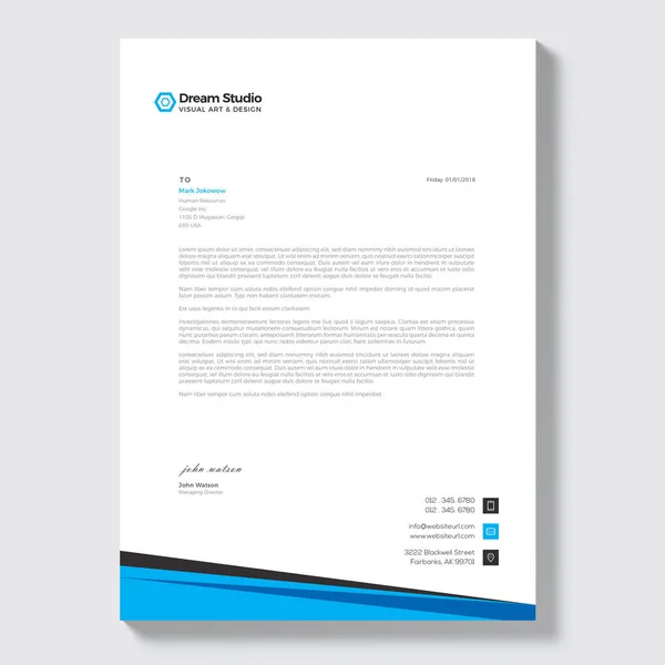 Modern Letterhead Vector Design Template — Stock Vector