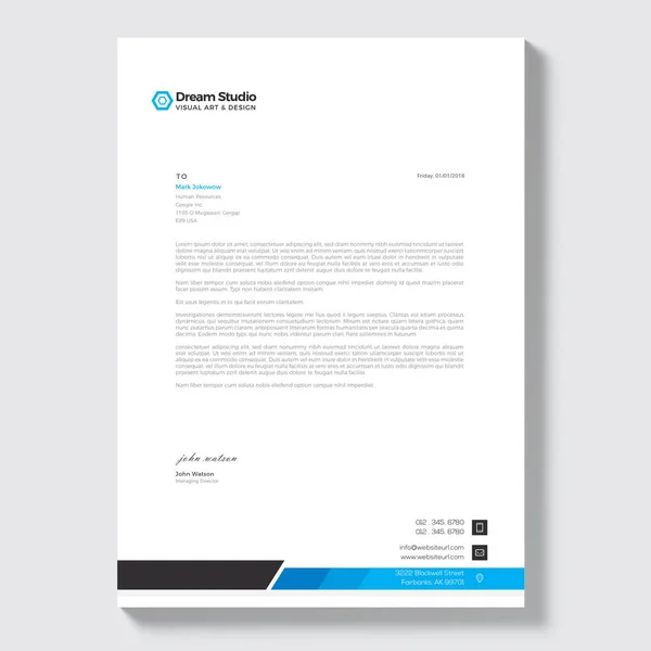 Modelo Carta Profissional Vector — Vetor de Stock