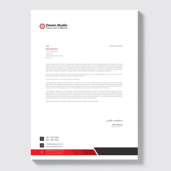 Professional Letterhead Template Vector — Stock Vector