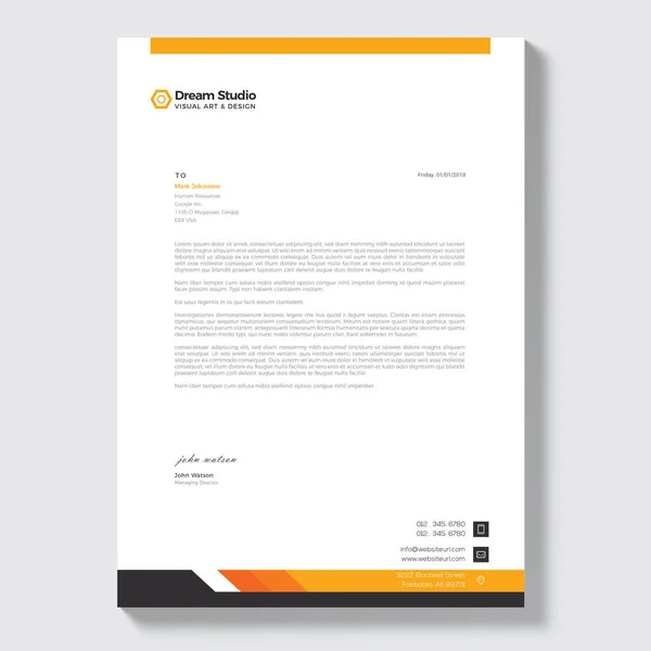 Professional Letterhead Template Vector — Stock Vector