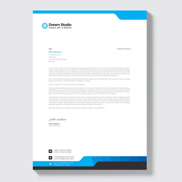 Modelo Carta Profissional Vector — Vetor de Stock