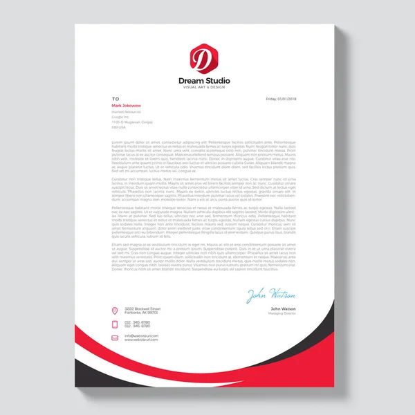 Professional Letterhead Template Vector — Stock Vector