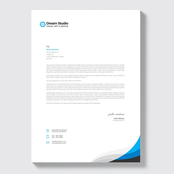 Modern Company Letterhead Template — Stock Vector